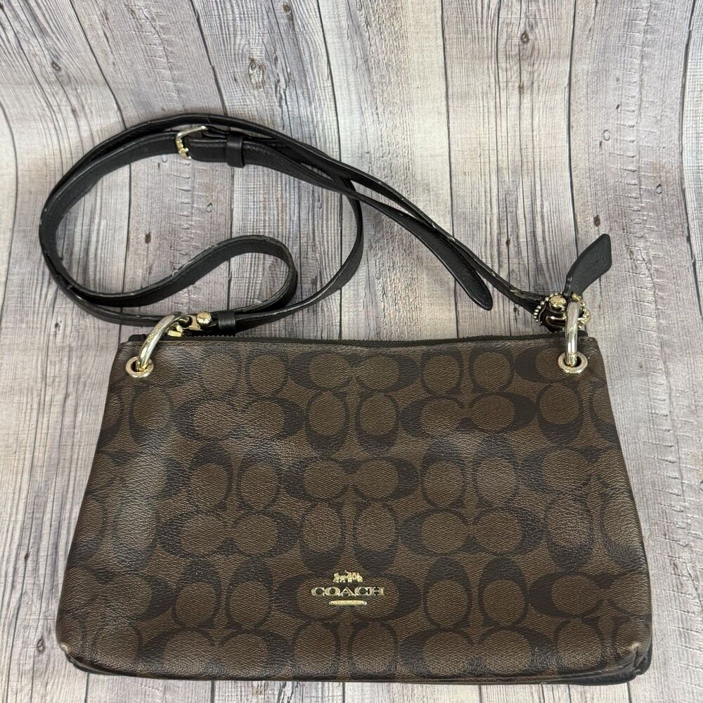 Coach Mia Crossbody Purse Bag Women’s O/S Brown Black Signature Canvas